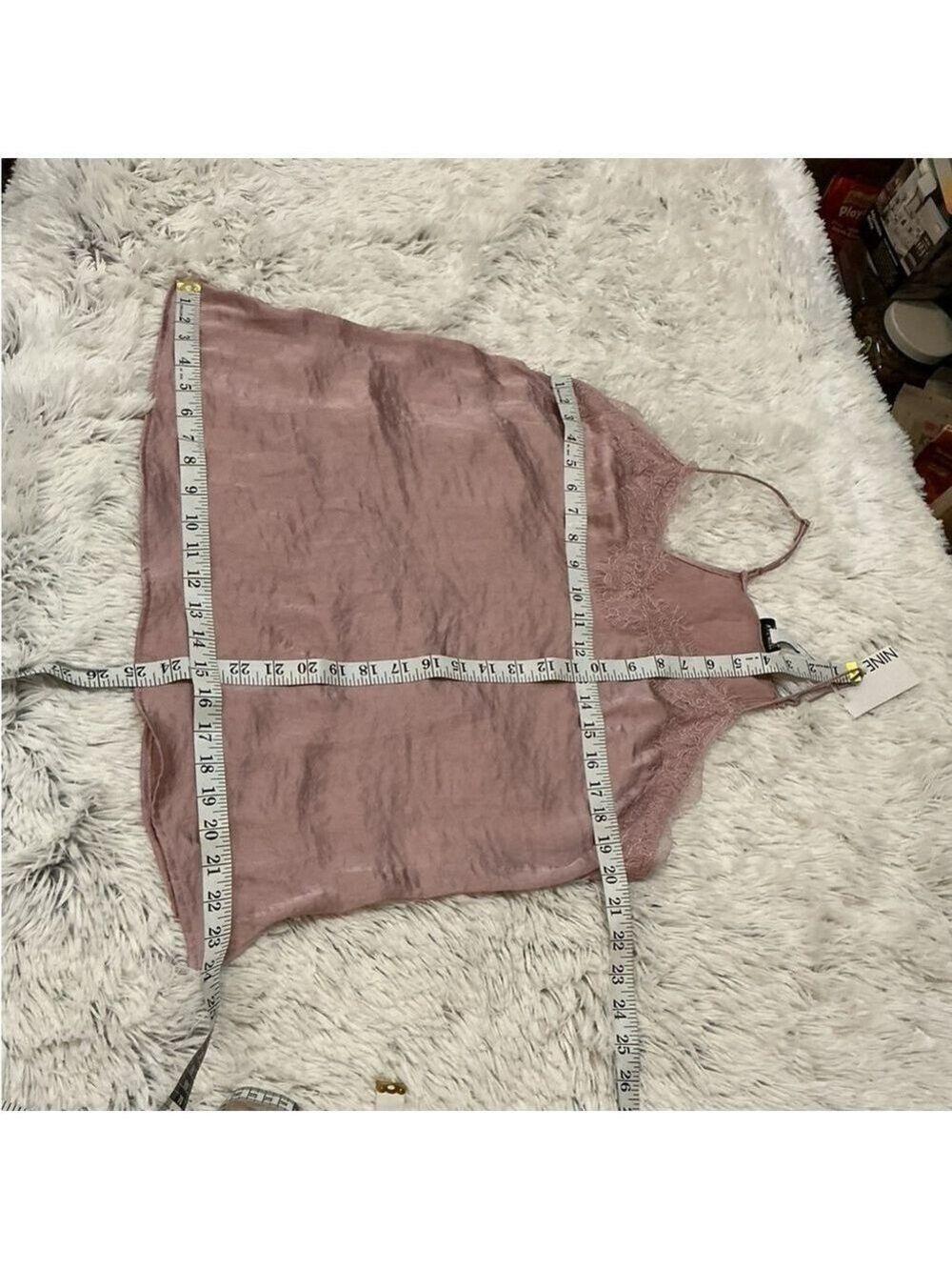 Women's Nine West Pink Lace Trim Camisole L with adjustable straps NWT - Picture 9 of 14